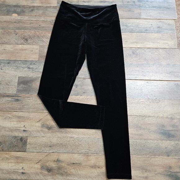 Lisse' Womens Leggings Black Velvet Pull On Skinny Leg High Rise Size Large - Picture 4 of 11